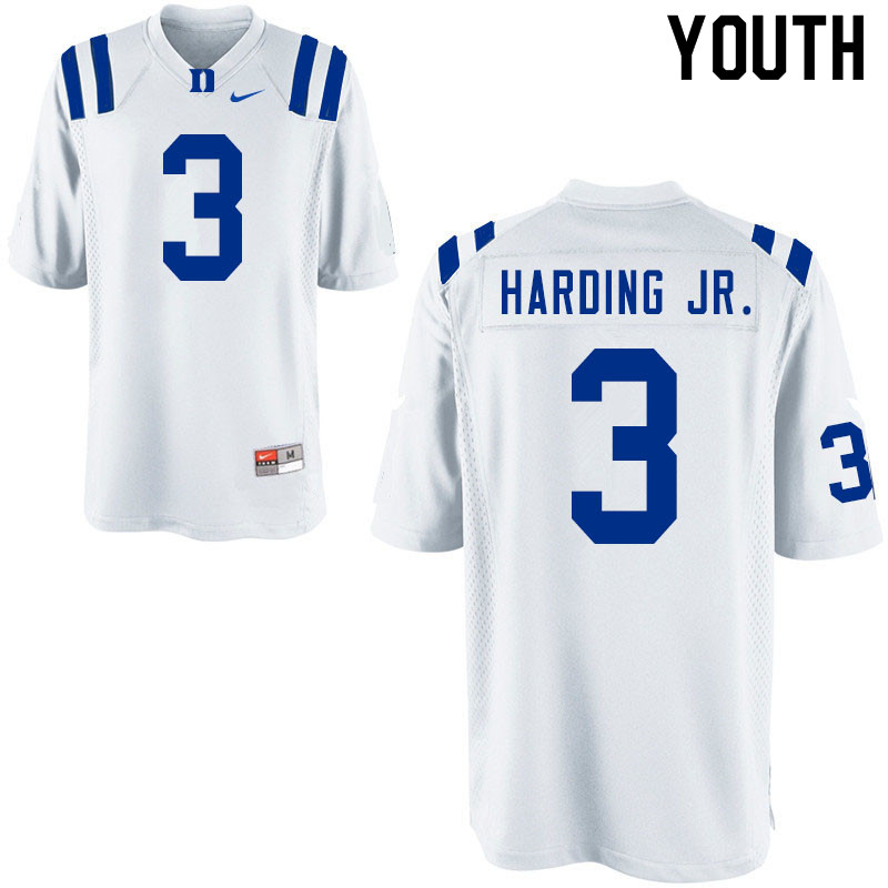Youth #3 Darrell Harding Jr. Duke Blue Devils College Football Jerseys Sale-White - Click Image to Close
